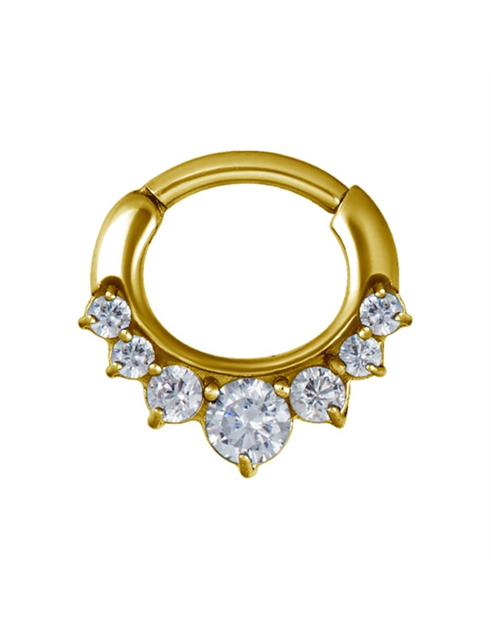 Gold PVD Septum Gold PVD Diamant 8 mm 7 pierres