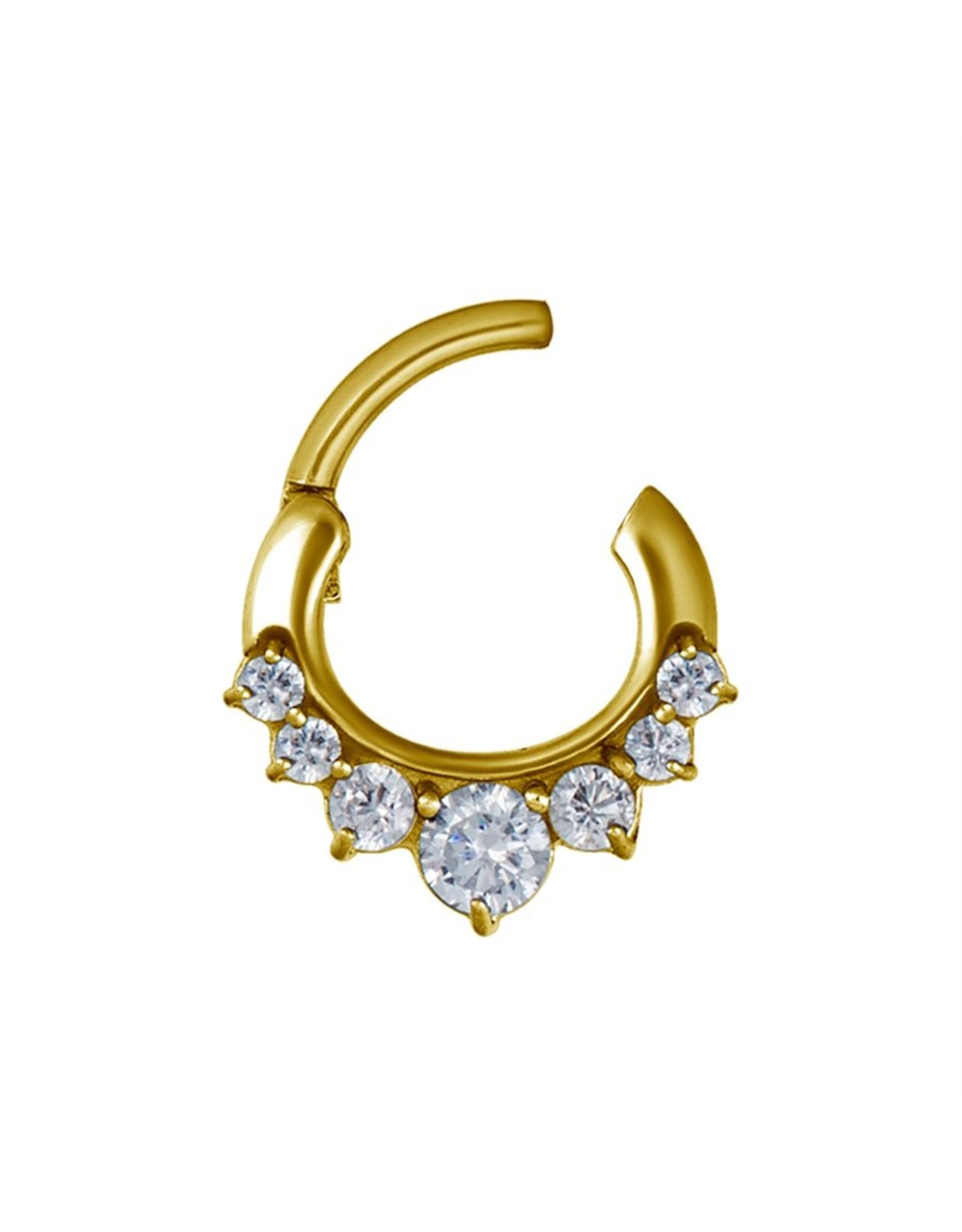 Gold PVD Septum Gold PVD Diamant 8 mm 7 pierres