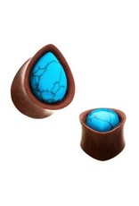Wood Plug goutte en Bois avec Pierre Turquoise