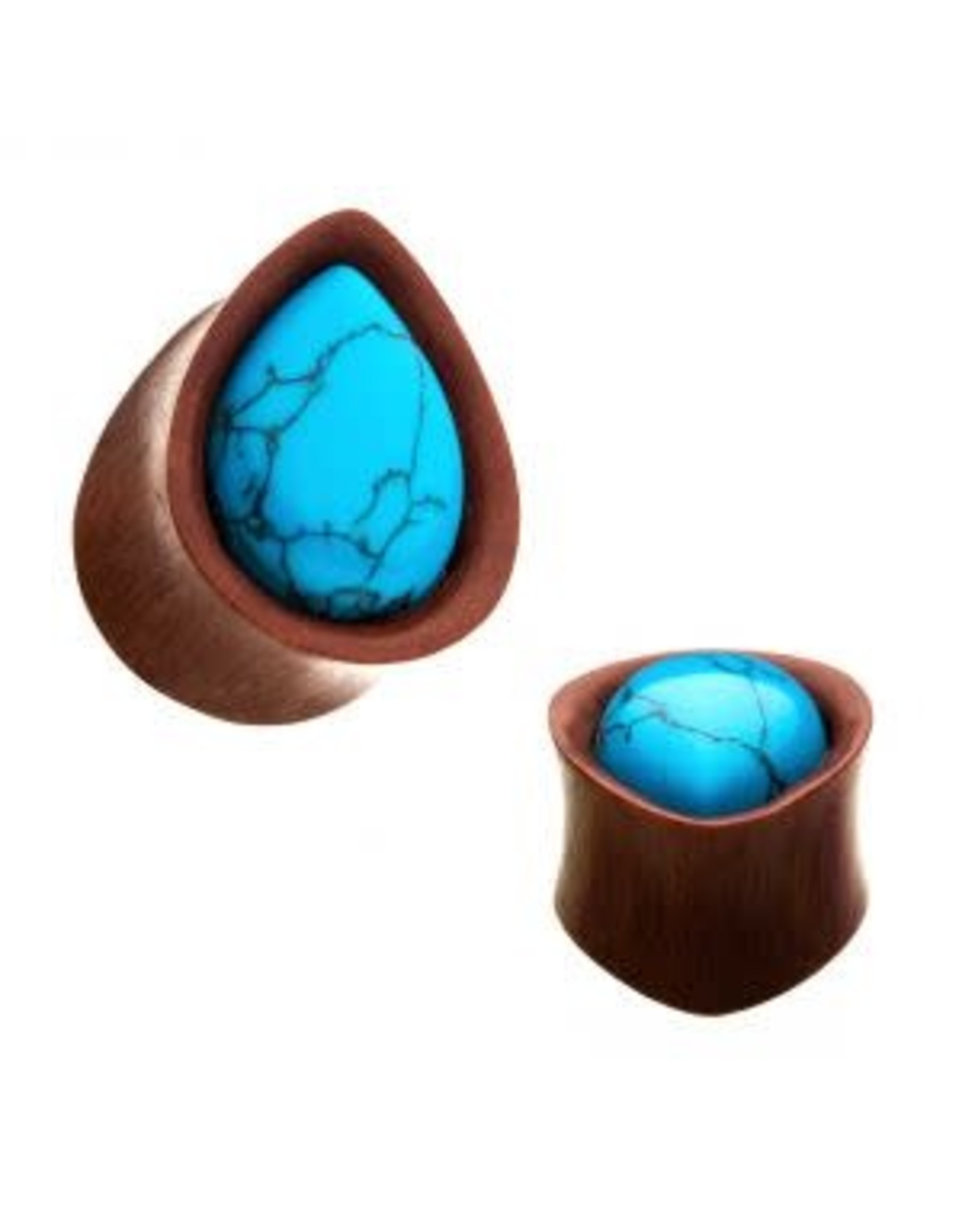 Wood Plug goutte en Bois avec Pierre Turquoise