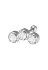 Stainless Bijoux pour cartilage 3 pierres 6 mm