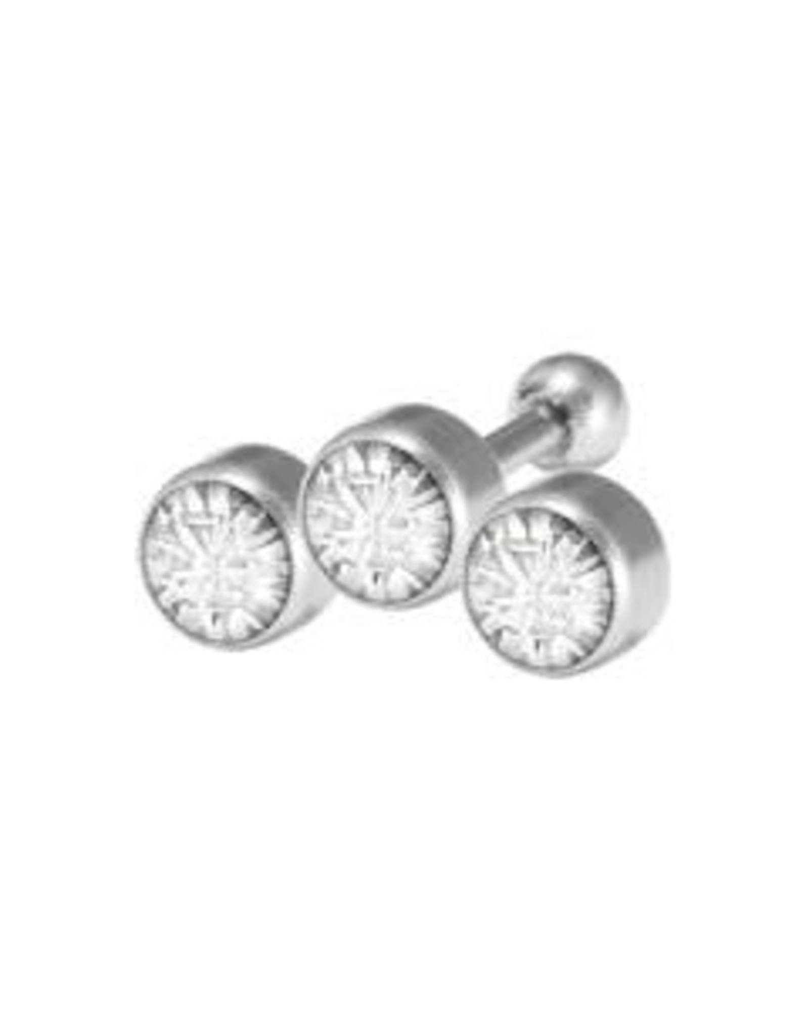 Stainless Bijoux pour cartilage 3 pierres 6 mm