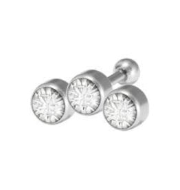 Stainless Bijoux pour cartilage 3 pierres 6 mm