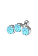 Stainless Bijoux pour cartilage 3 pierres 6 mm