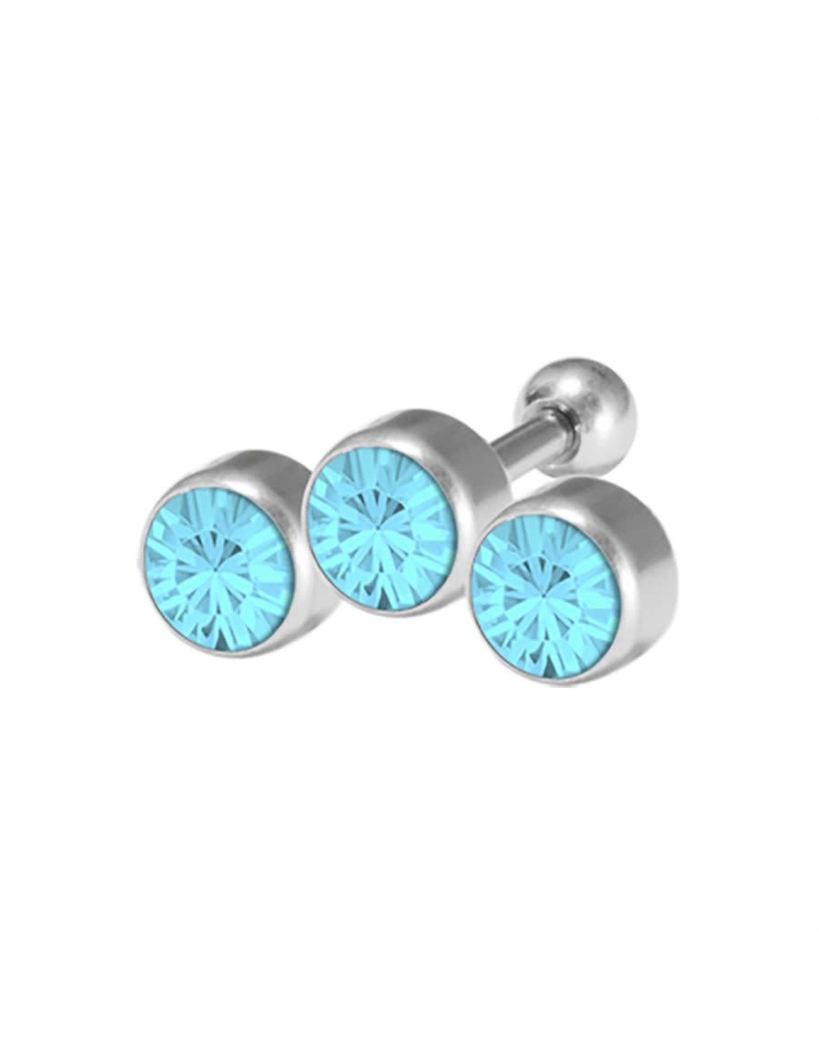Stainless Bijoux pour cartilage 3 pierres 6 mm