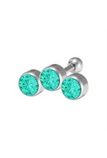 Stainless Bijoux pour cartilage 3 pierres 6 mm
