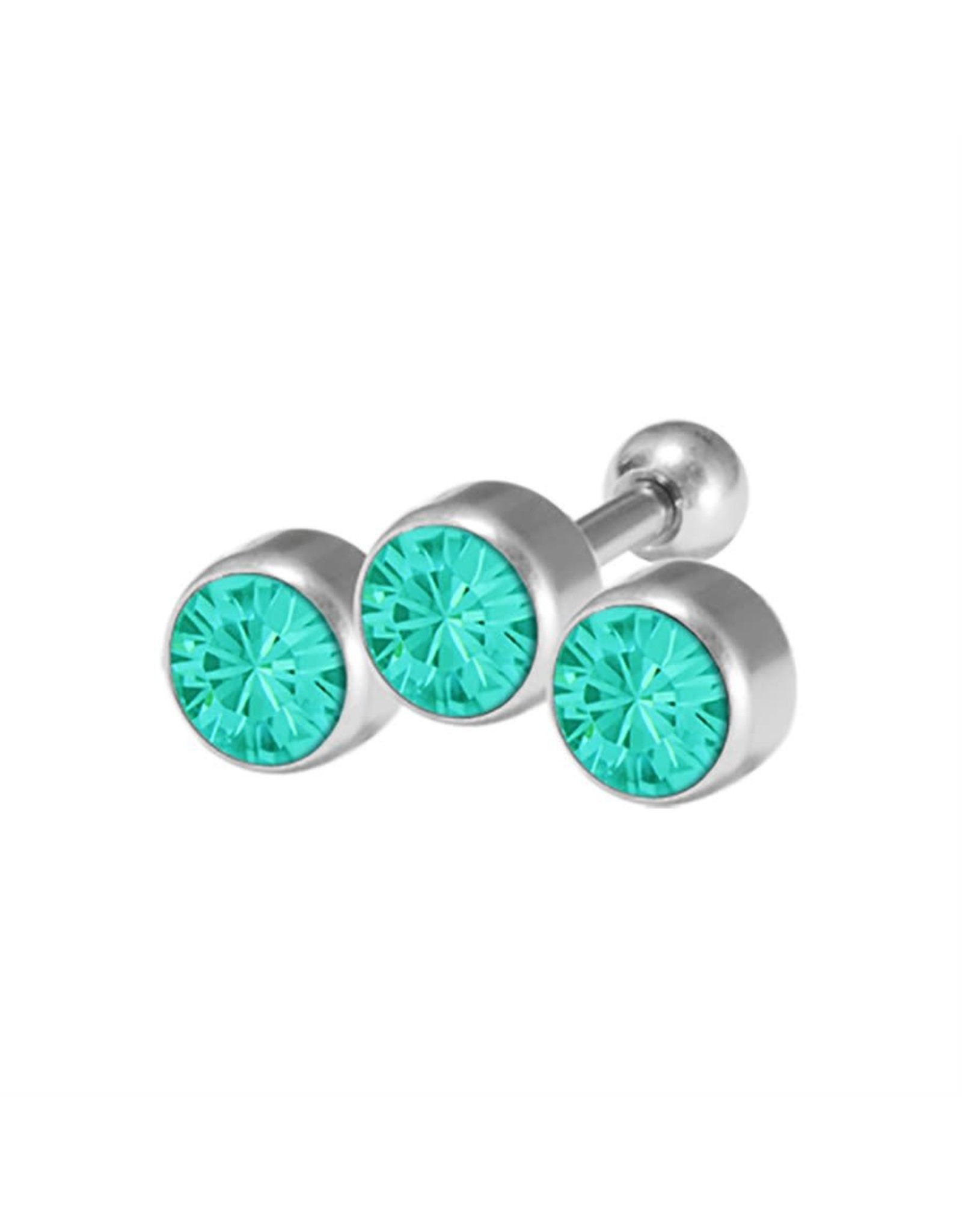 Stainless Bijoux pour cartilage 3 pierres 6 mm