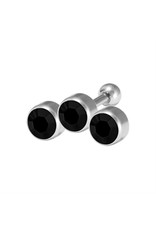 Stainless Bijoux pour cartilage 3 pierres 6 mm