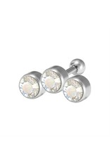 Stainless Bijoux pour cartilage 3 pierres 6 mm
