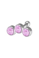 Stainless Bijoux pour cartilage 3 pierres 6 mm
