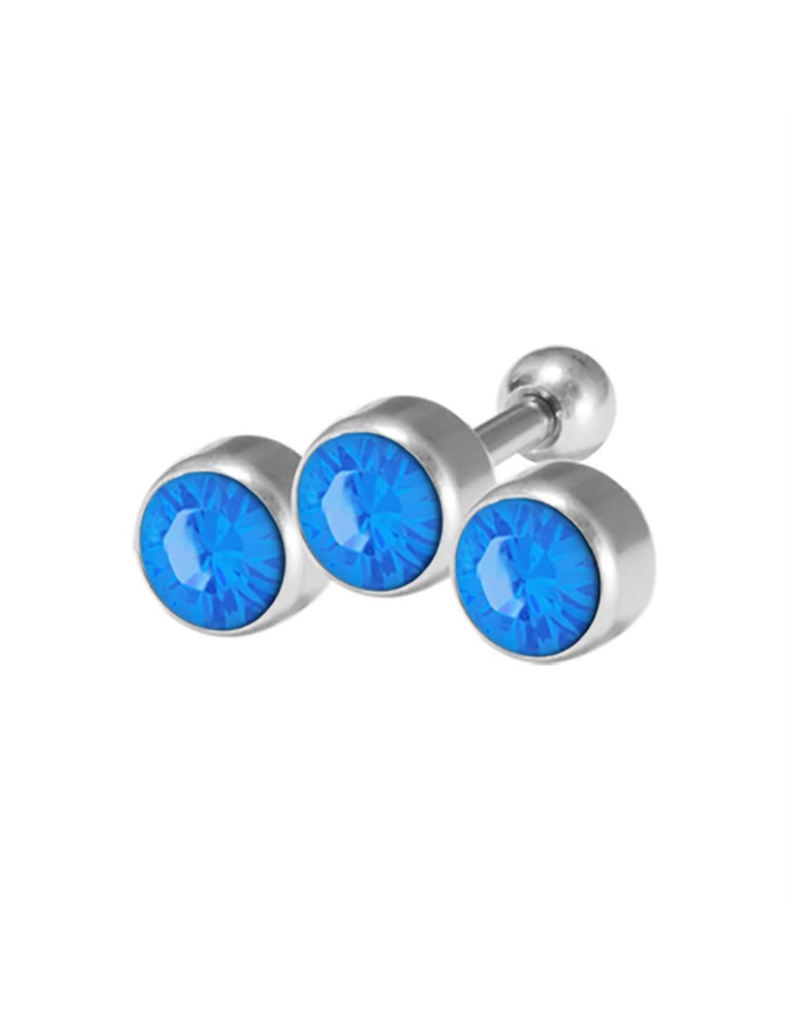 Stainless Bijoux pour cartilage 3 pierres 6 mm