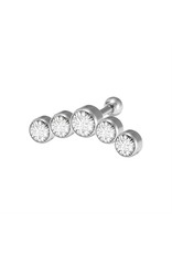 Stainless Bijoux pour cartilage 5 pierres 6 mm