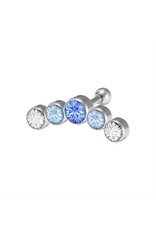 Stainless Bijoux pour cartilage 5 pierres 6 mm