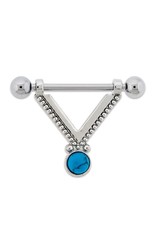 Stainless Nipple Stirrup 14G 5/8 with tribal design