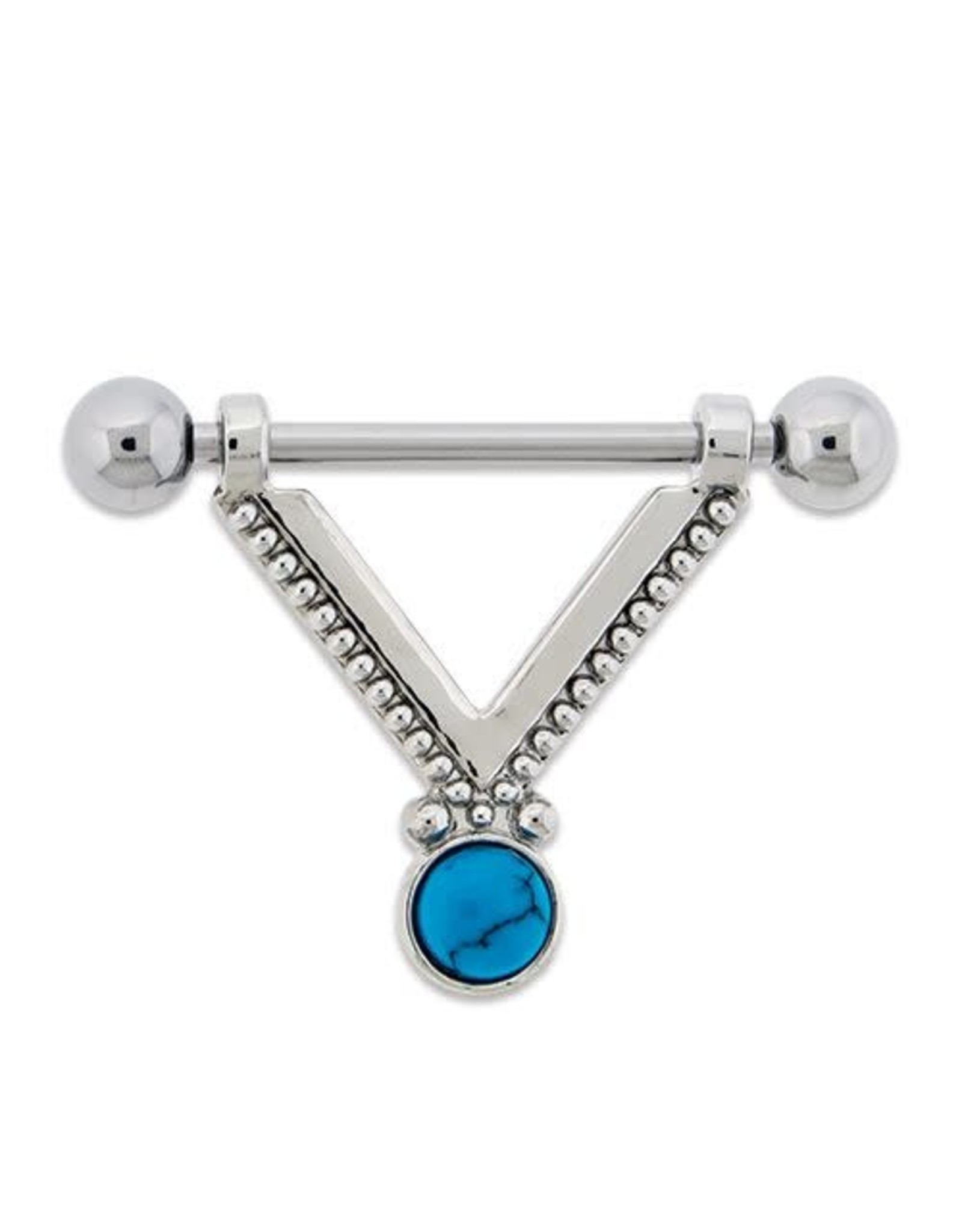 Stainless Nipple Stirrup 14G 5/8 with tribal design