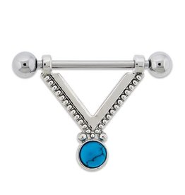 Stainless Nipple Stirrup 14G 5/8 with tribal design