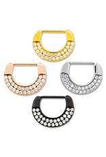 Stainless Clicker Sein double ligne diamant 14G/14mm