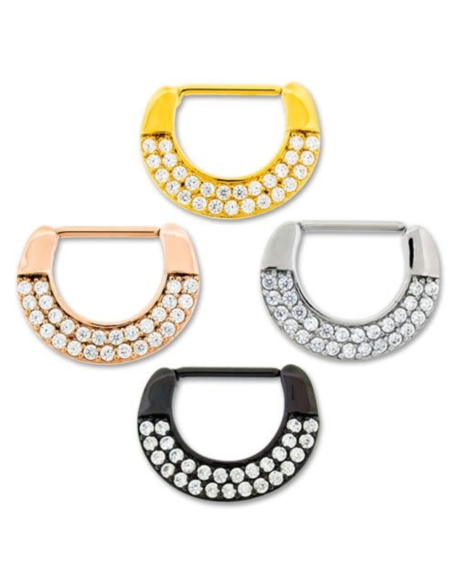 Stainless Clicker Sein double ligne diamant 14G/14mm