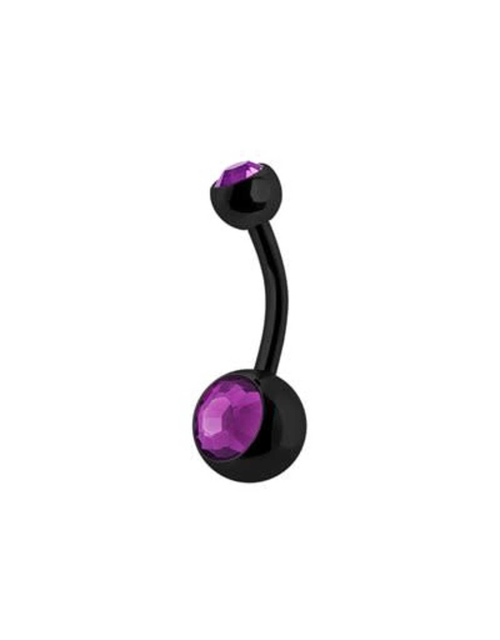 Black Steel Nombril 2 Pierres Black Steel 14G 10 mm