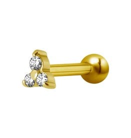 Gold PVD Bijou pour cartilage Trinity  Threaded 16 ga