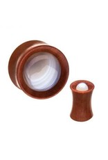 Wood Double Flared  White Agate Sawo Wood