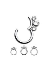 Stainless Anneau Clicker 3 mini pierres blanches ,16ga, 8 mm