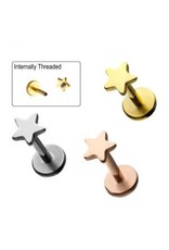 Stainless Labret Threaded Étoile 18 ga, 6mm