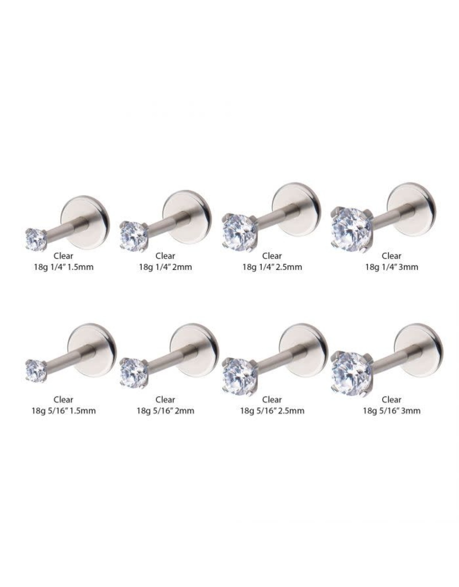 Stainless Labret Threadless avec pierre griffée 18ga