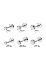 Stainless Labret Threadless avec opale griffée 18ga