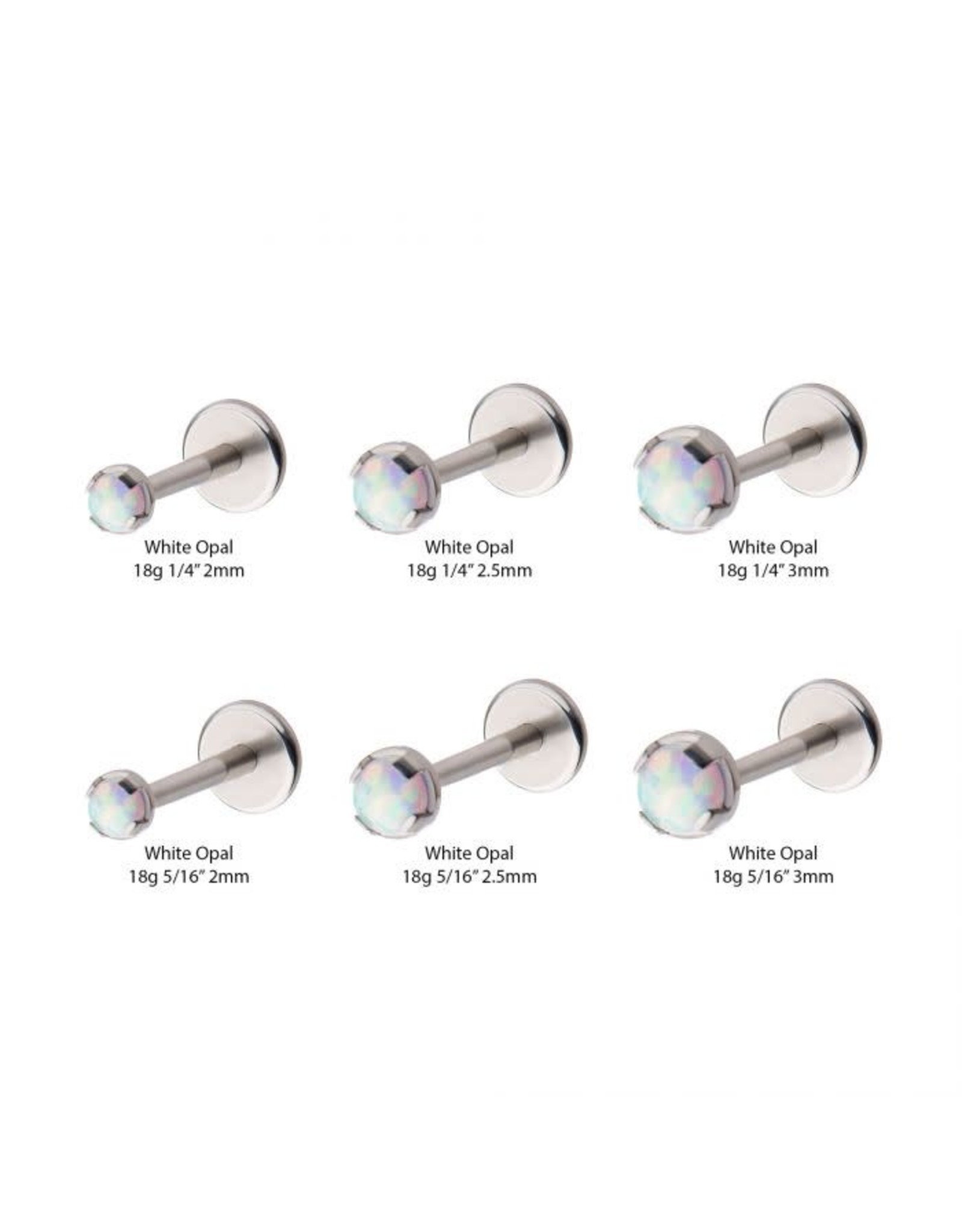 Stainless Labret Threadless avec opale griffée 18ga