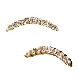 Gold Embout Threadless Curve 14K avec Zircon