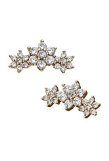 Gold Embout Threadless 14K 3 Fleurs Yellow Gold