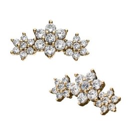 Gold Embout Threadless 14K 3 Fleurs Yellow Gold