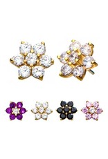 Gold Embout Threadless 14K Fleur Diamant
