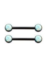 Black Steel Barbel pour le Sein Black Steel et Opale 14 ga,14mm