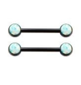 Black Steel Barbel pour le Sein Black Steel et Opale 14 ga,14mm