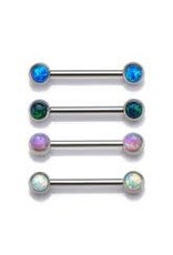 Stainless Barbell 14ga  Sein Steel avec Opales