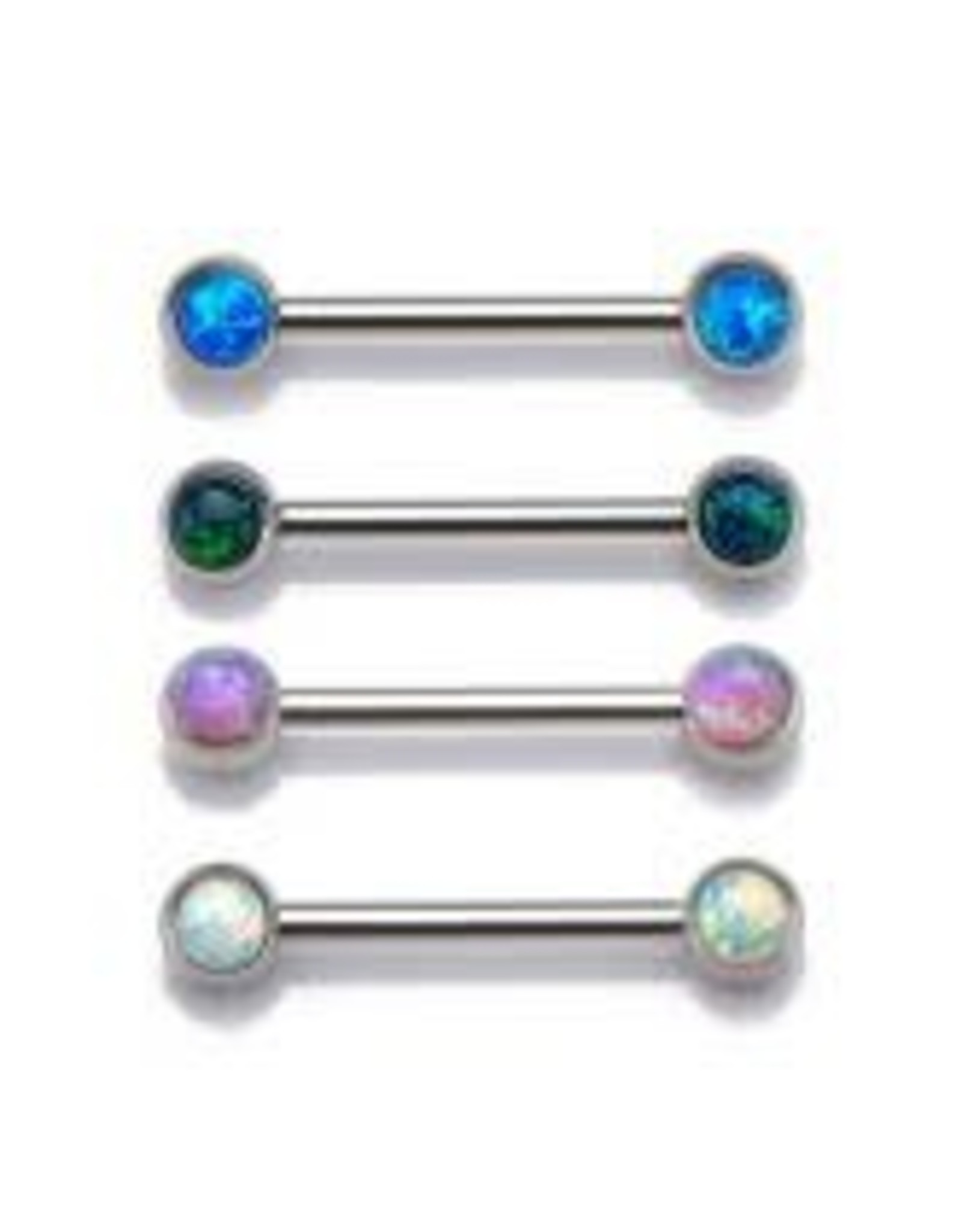 Stainless Barbell 14ga  Sein Steel avec Opales