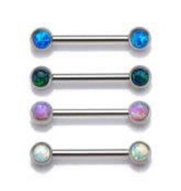 Stainless Barbell 14ga  Sein Steel avec Opales