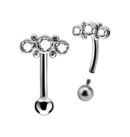Sourcil 3 Pierres CZ Threaded 8mm