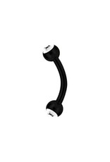 Black Steel Barbell 16ga  Black Steel ball 3mm, avec Zircon
