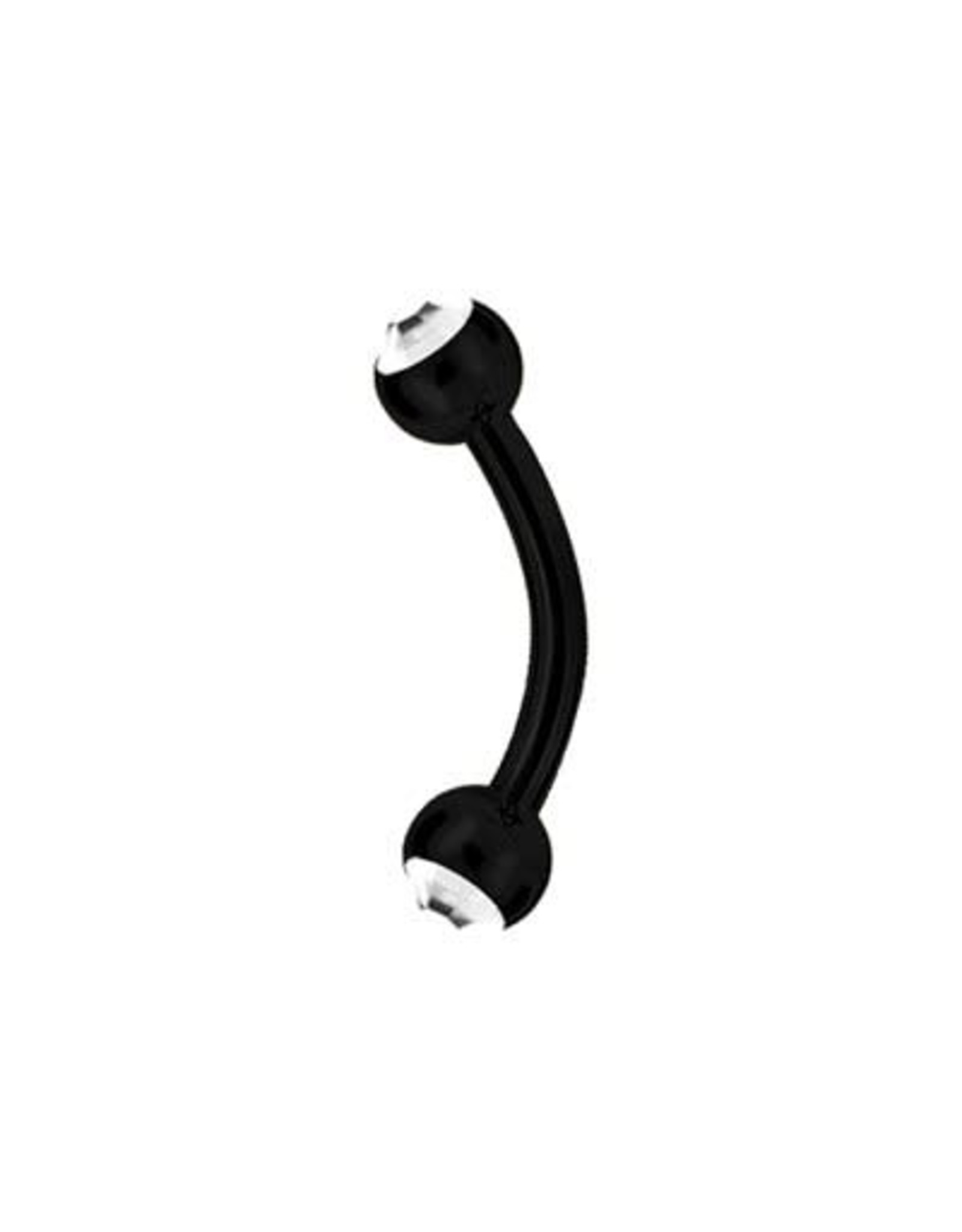 Black Steel Barbell 16ga  Black Steel ball 3mm, avec Zircon