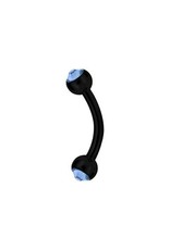 Black Steel Barbell 16ga  Black Steel ball 3mm, avec Zircon