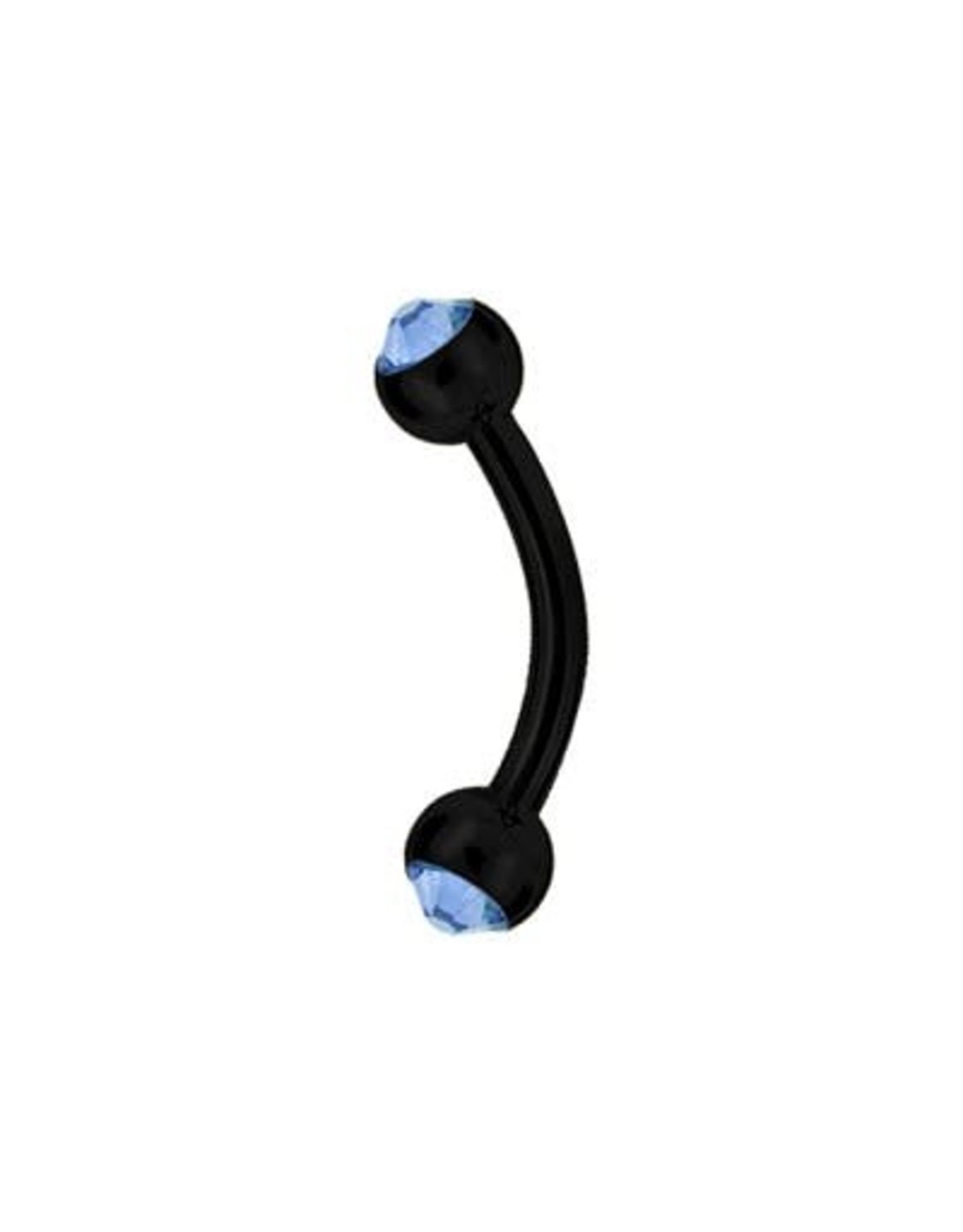 Black Steel Barbell 16ga  Black Steel ball 3mm, avec Zircon
