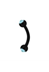 Black Steel Barbell 16ga  Black Steel ball 3mm, avec Zircon