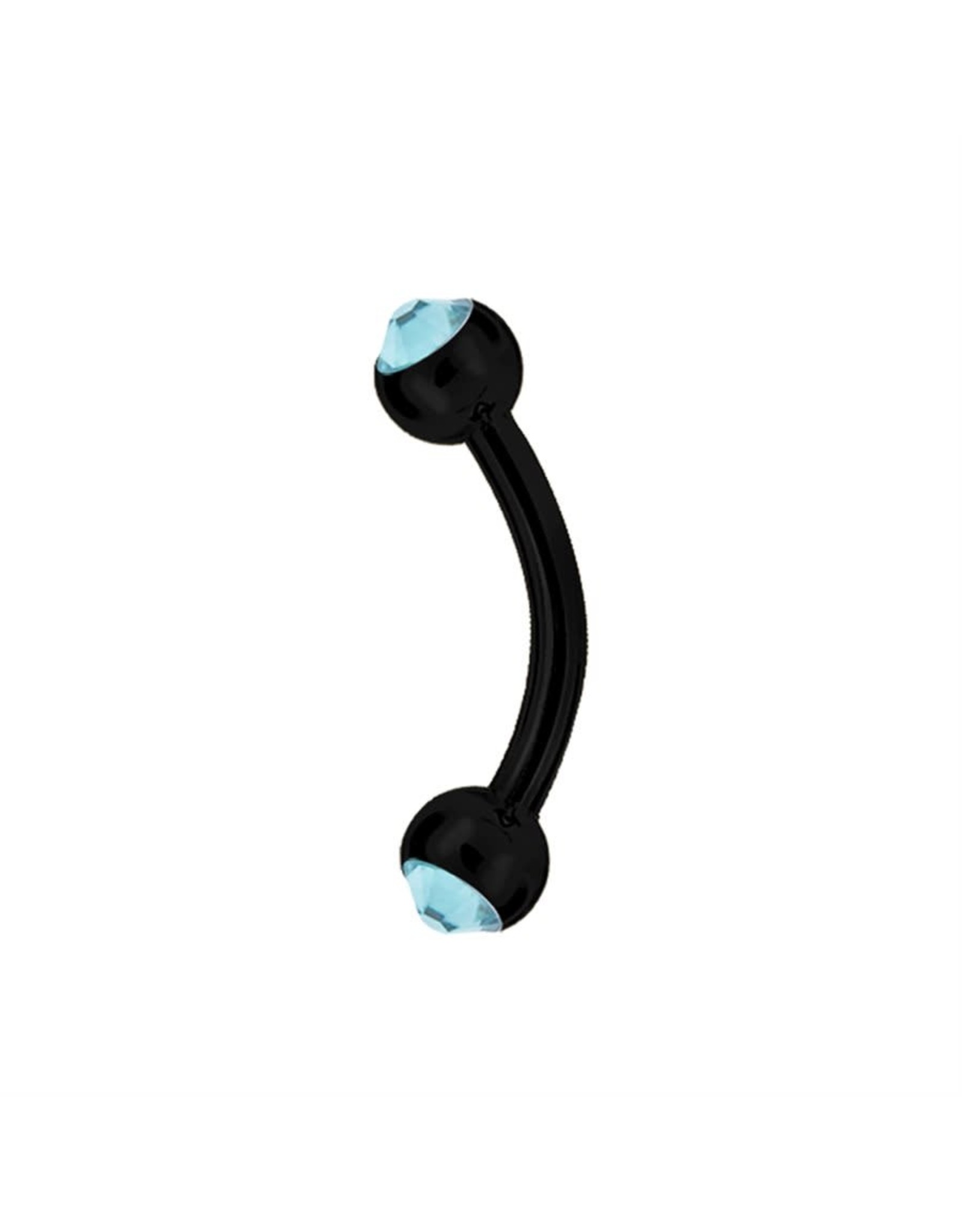 Black Steel Barbell 16ga  Black Steel ball 3mm, avec Zircon