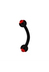 Black Steel Barbell 16ga  Black Steel ball 3mm, avec Zircon