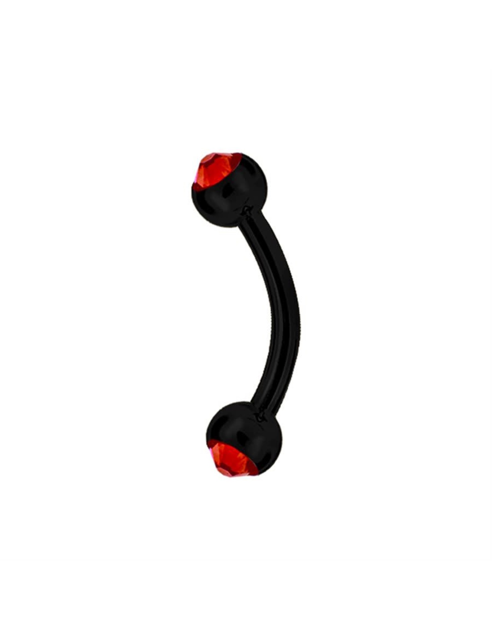 Black Steel Barbell 16ga  Black Steel ball 3mm, avec Zircon