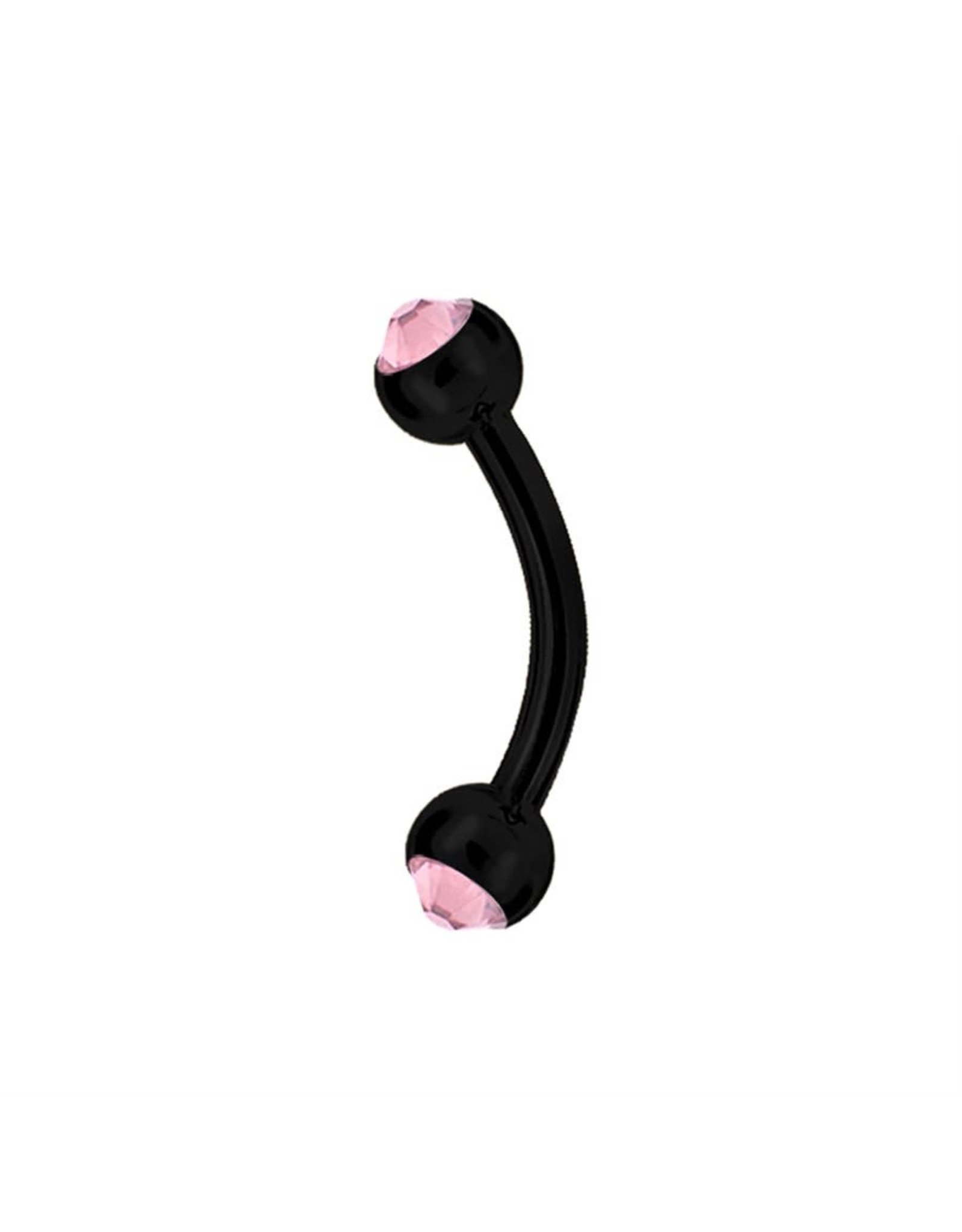 Black Steel Barbell 16ga  Black Steel ball 3mm, avec Zircon