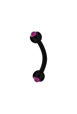 Black Steel Barbell 16ga  Black Steel ball 3mm, avec Zircon